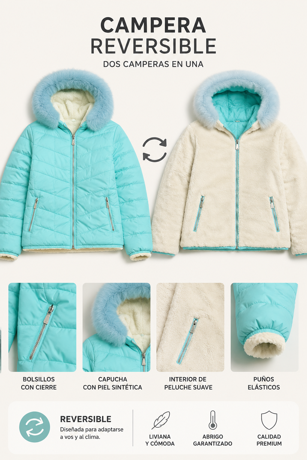 Parka Reversible Premium 2 en 1 | Dos Looks en Una Sola Campera