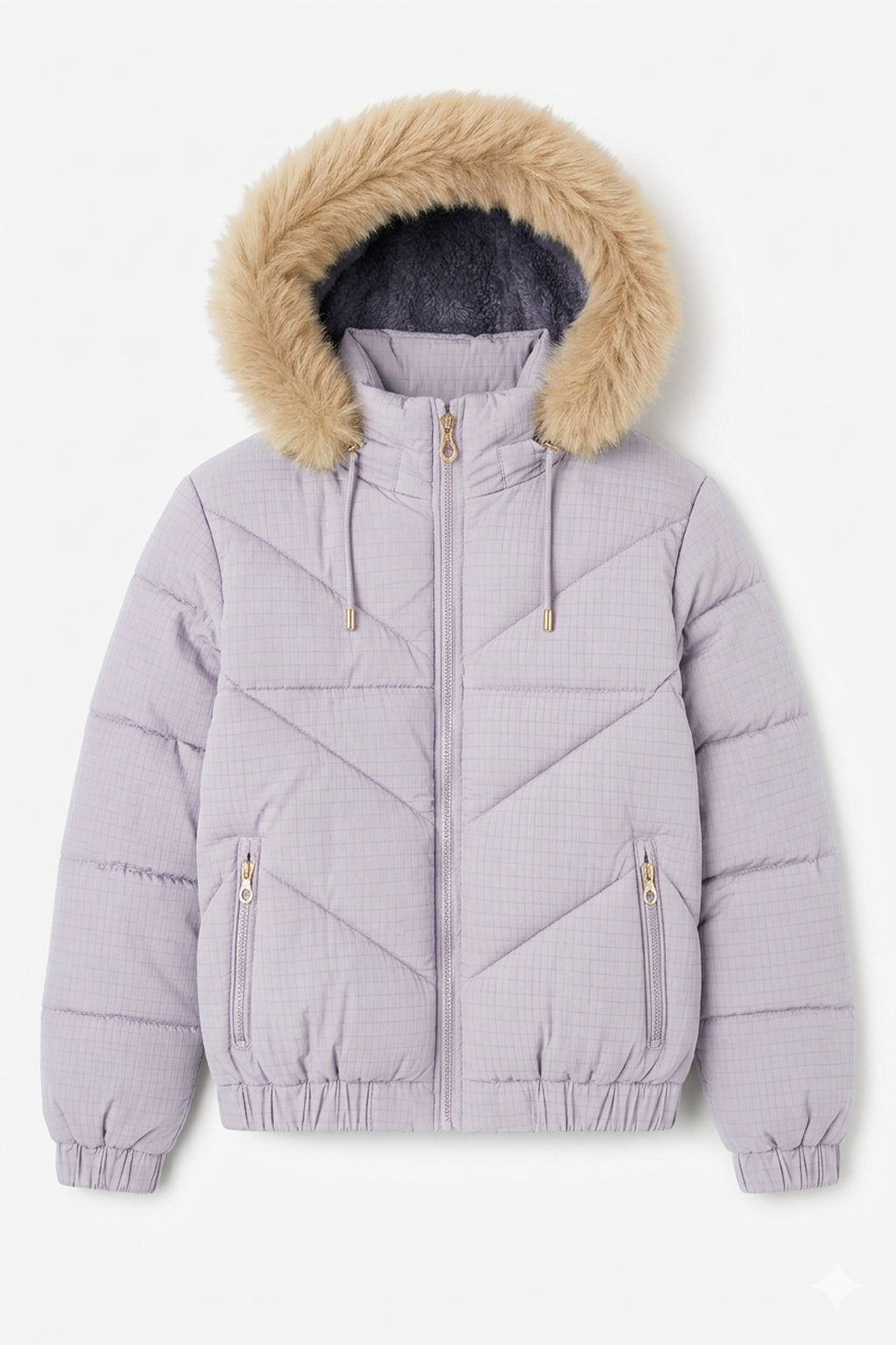 Campera Puffer Premium Mujer con Capucha de Pelo e Interior Soft